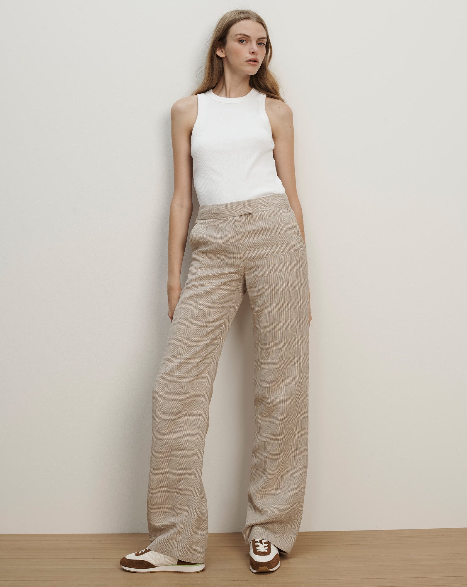 Veronica Beard Broderick Plaid Pant - Dark Acorn/Dove