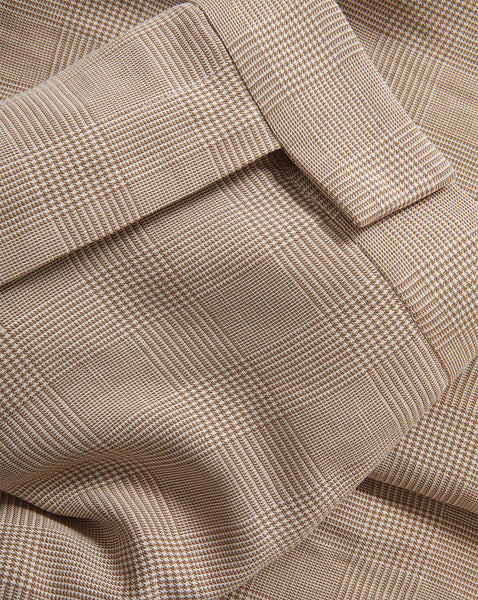 Veronica Beard Beige plaid blazer with notched lapel.
