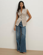 Veronica Beard Sorenne Plaid Vest - Dark Acorn/Dove Multi