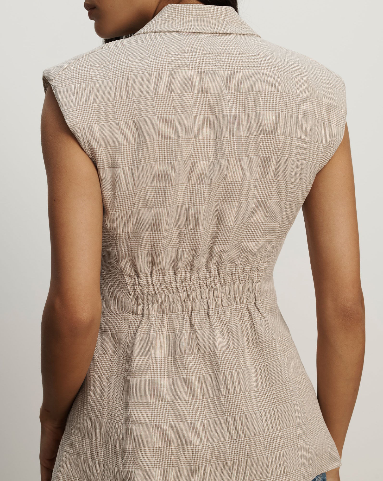 Sorenne Plaid Vest in Beige | Veronica Beard
