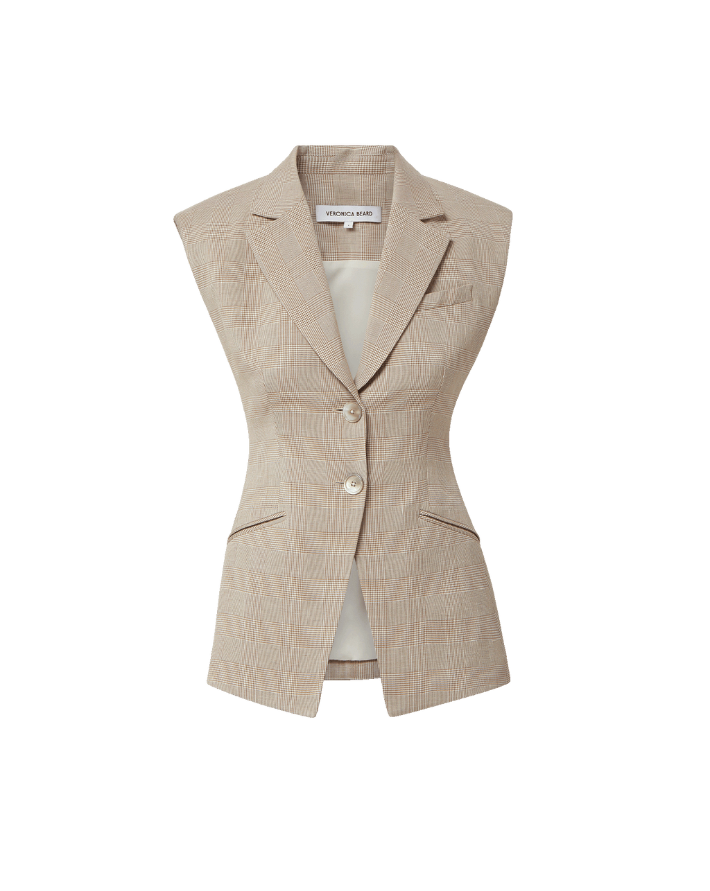 Veronica Beard Sorenne Plaid Vest - Dark Acorn/Dove Multi