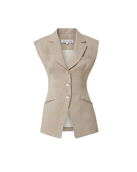 Veronica Beard Sorenne Plaid Vest - Dark Acorn/Dove Multi