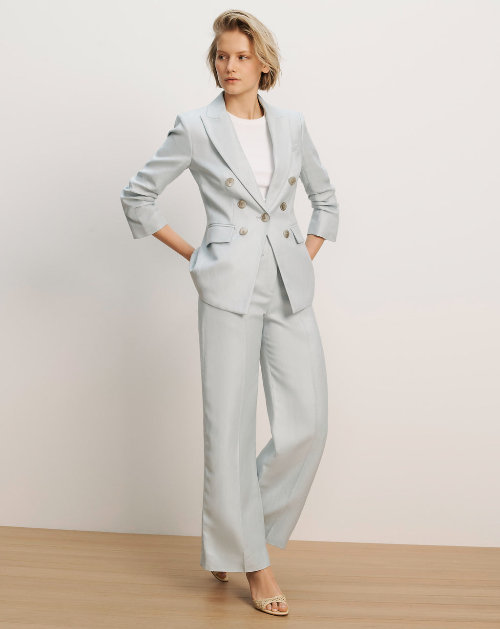 Veronica Beard Cassidee Wide-Leg Pant - River Mist