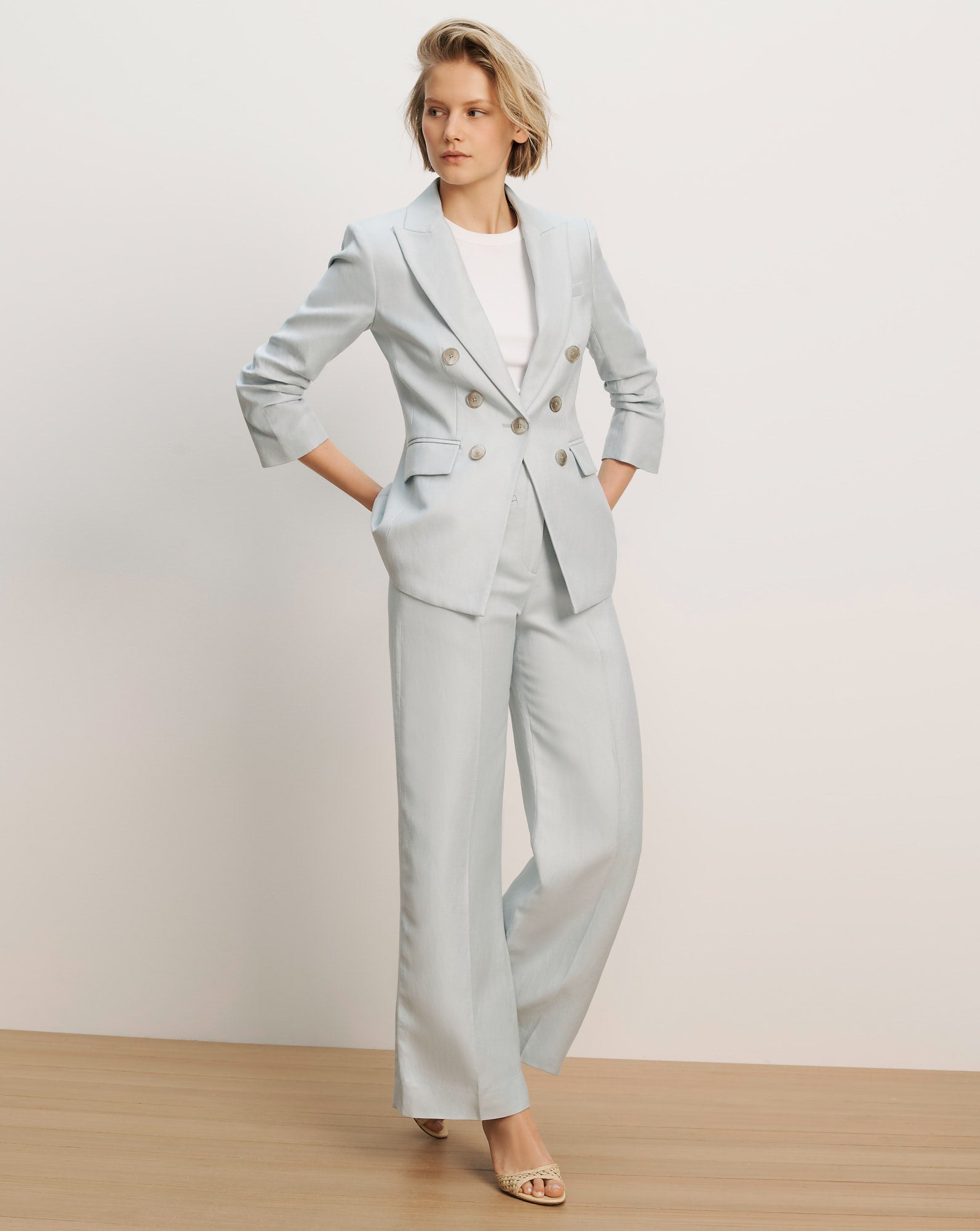 Veronica Beard Cassidee Wide-Leg Pant - River Mist