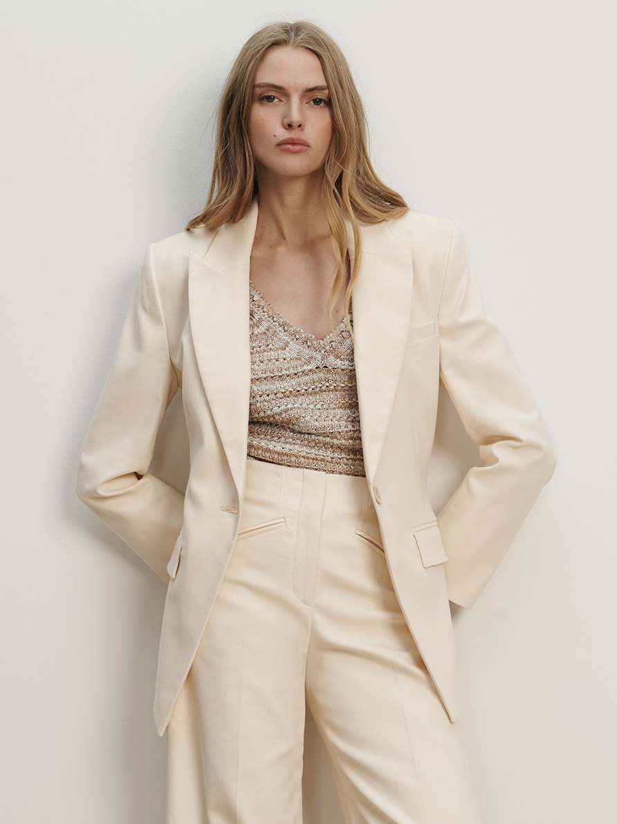 るい BEARDSLEY DH5430K5 Chandler Dickey Jacket in Ecru | Veronica Beard