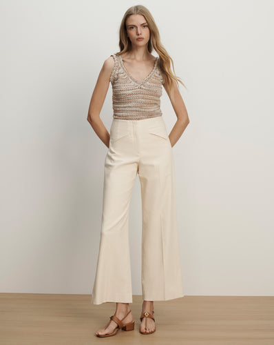 Veronica Beard Cassidee Wide-Leg Pant - Ecru