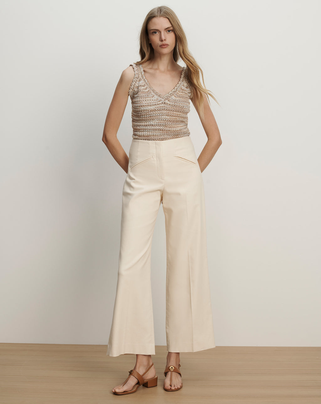 Veronica Beard Cassidee Wide-Leg Pant - Ecru