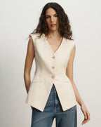 Veronica Beard Gillson Tailored Vest - Ecru