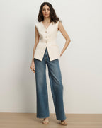 Veronica Beard Gillson Tailored Vest - Ecru