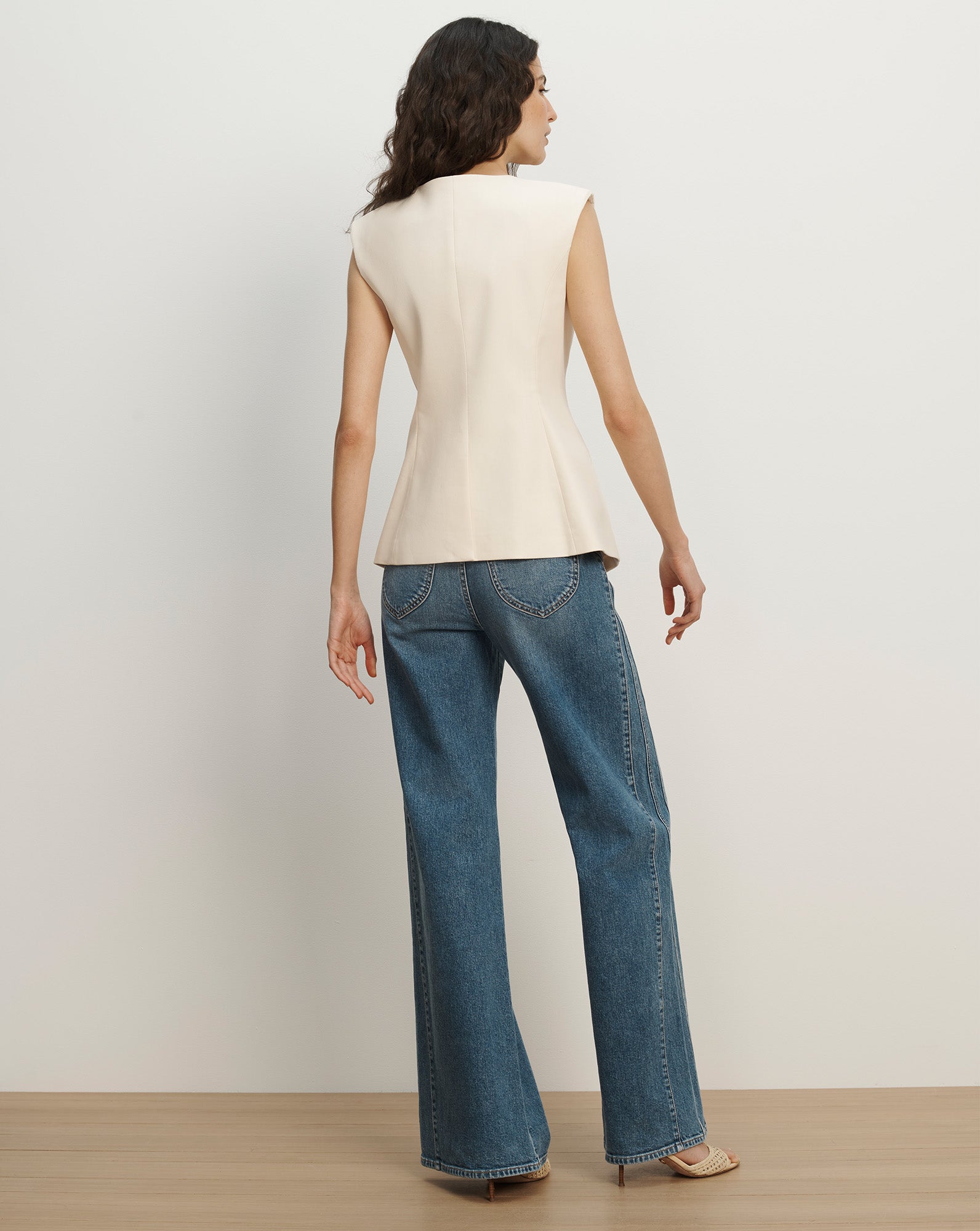 Gillson Tailored Vest in Ecru | Veronica Beard