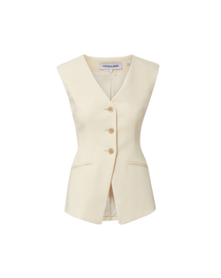 Veronica Beard Gillson Tailored Vest - Ecru
