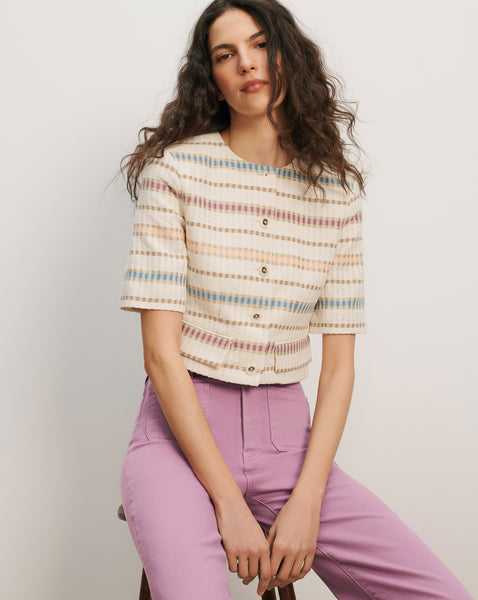 Orville Striped Lady Jacket in Ecru Multi | Veronica Beard
