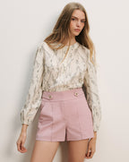 Veronica Beard Emiko Floral Blouse - Dove White Multi