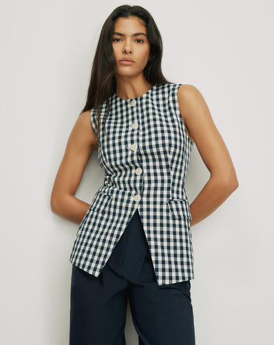 Veronica Beard Lois Vest - Navy/Dove White