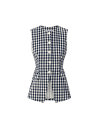 Veronica Beard Navy and white gingham vest with white buttons