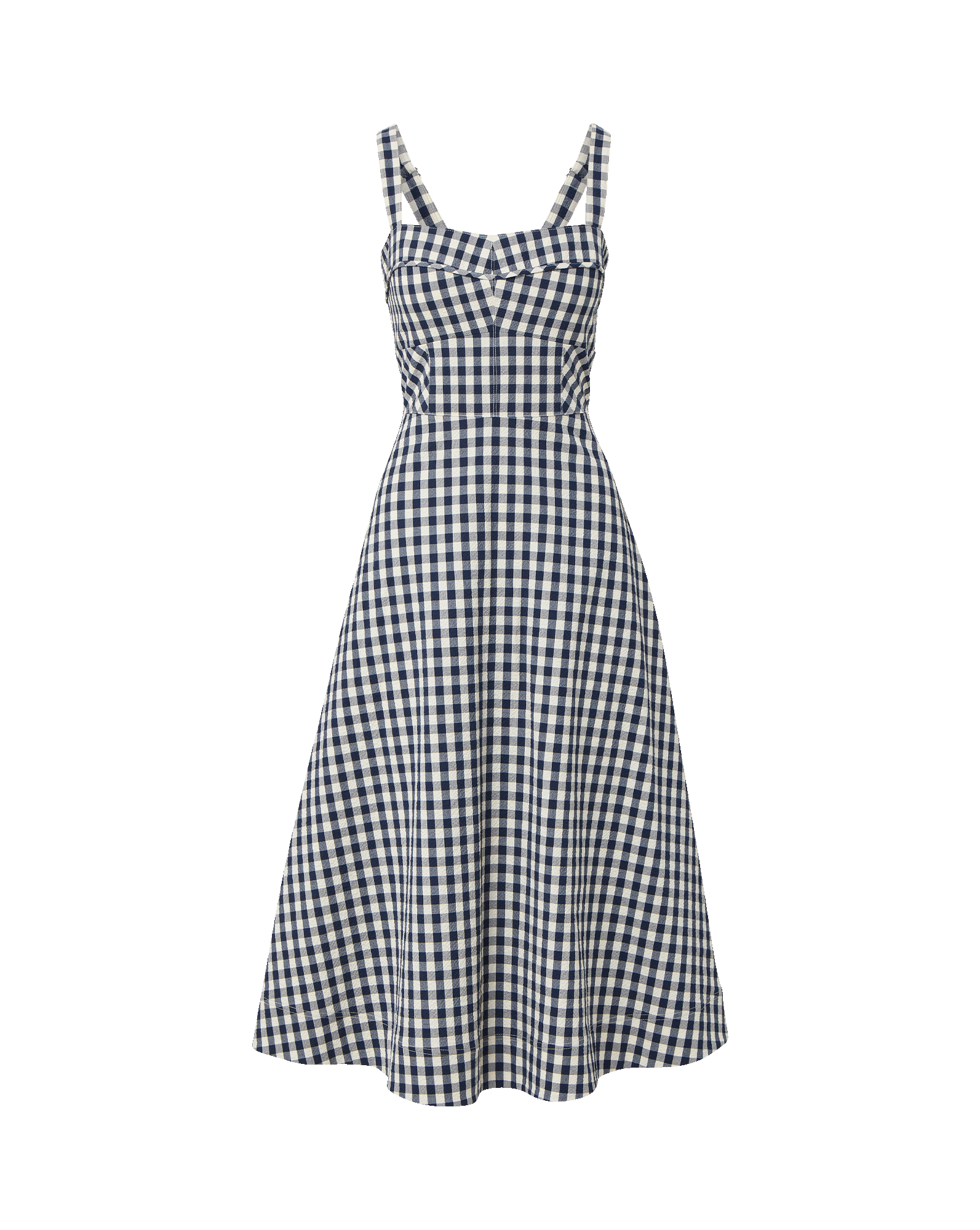 Veronica Beard Aila Gingham Midi Dress | Navy|Dove White