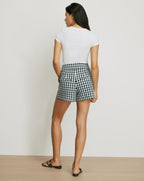 Veronica Beard Green and white gingham shorts with pockets.