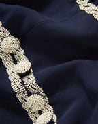 Veronica Beard Navy dress with cream beaded trim.
