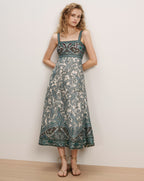 Veronica Beard White and blue paisley print midi dress