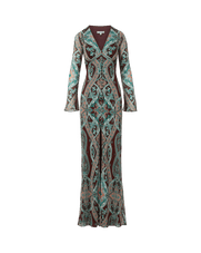 Veronica Beard Brown and teal paisley print maxi dress