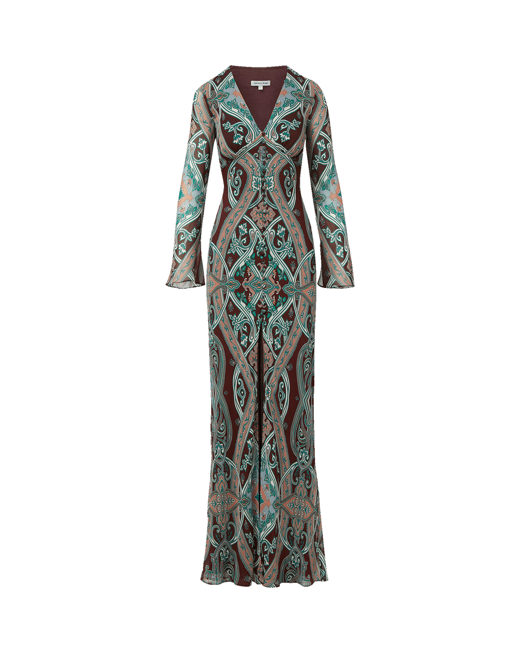 Veronica Beard Brown and teal paisley print maxi dress