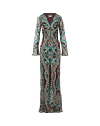 Veronica Beard Brown and teal paisley print maxi dress