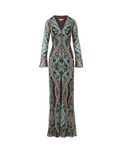 Veronica Beard Brown and teal paisley print maxi dress