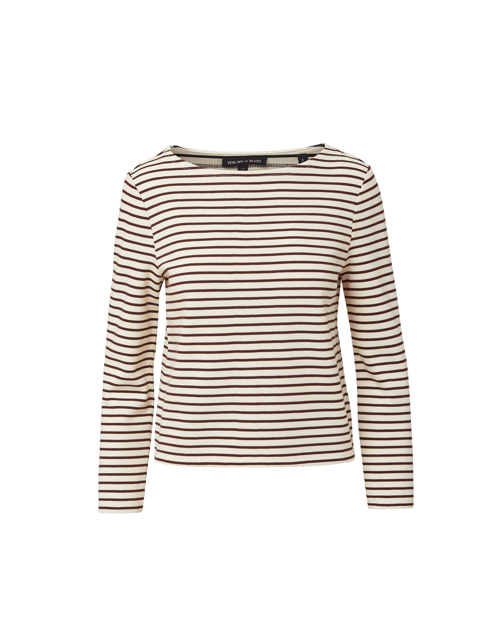 Veronica Beard Hovey Striped Top - Dove White/Raisin
