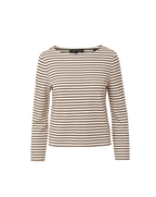 Veronica Beard Hovey Striped Top - Dove White/Raisin