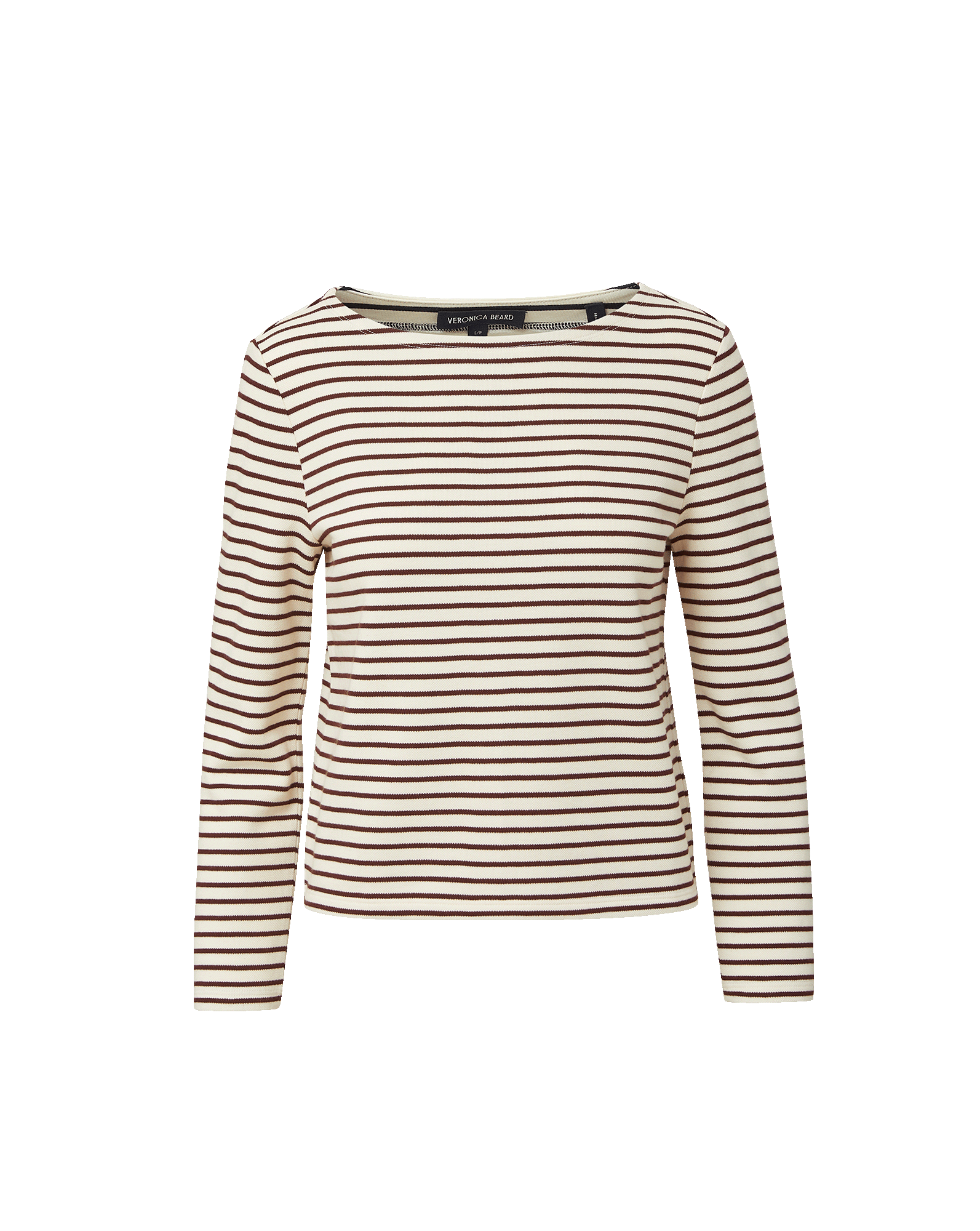 Veronica Beard Hovey Striped Top - Dove White/Raisin