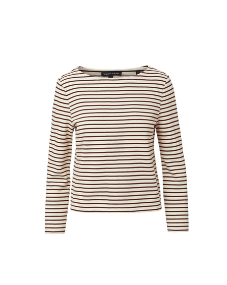 Veronica Beard Hovey Striped Top - Dove White/Raisin