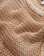 Veronica Beard Brown and beige knit sweater with wavy pattern.