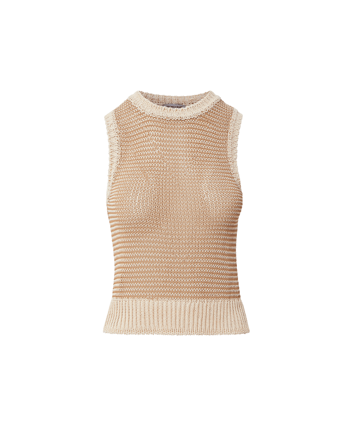Jerrel Cropped Knit Tank Top in Chai/Ecru | Veronica Beard