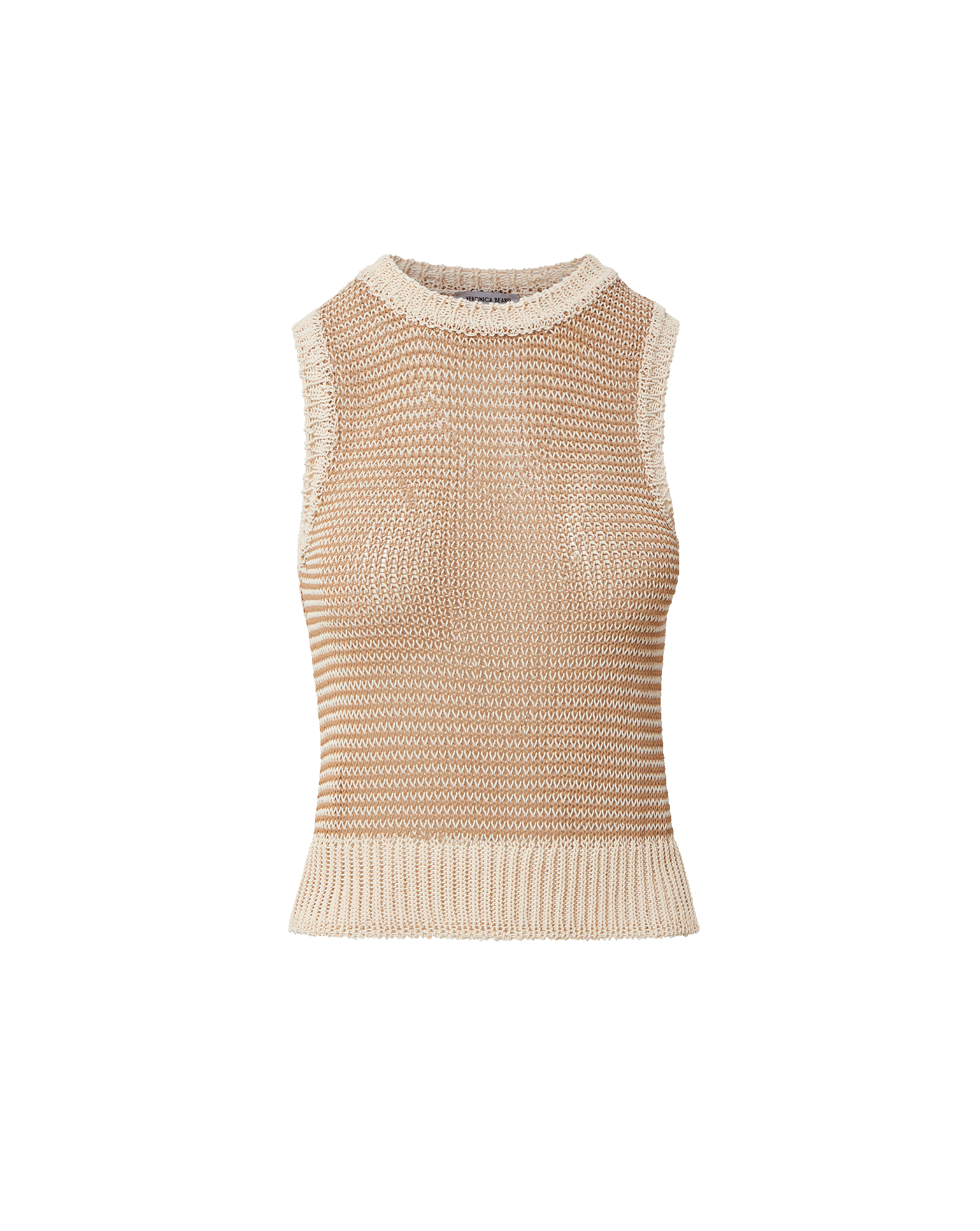 Veronica Beard Cropped Jerrel Knit Tank - Chai/Ecru