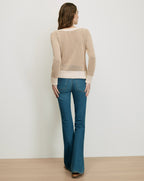 Veronica Beard Beige knit sweater with boat neck.
