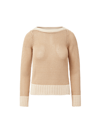 Veronica Beard Beige and white striped knit sweater.