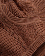 Veronica Beard Brown knit sweater with textured patterns.