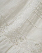 Veronica Beard White linen dress with lace trim.