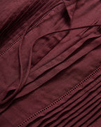 Veronica Beard Maroon top with pintucks and lace trim.
