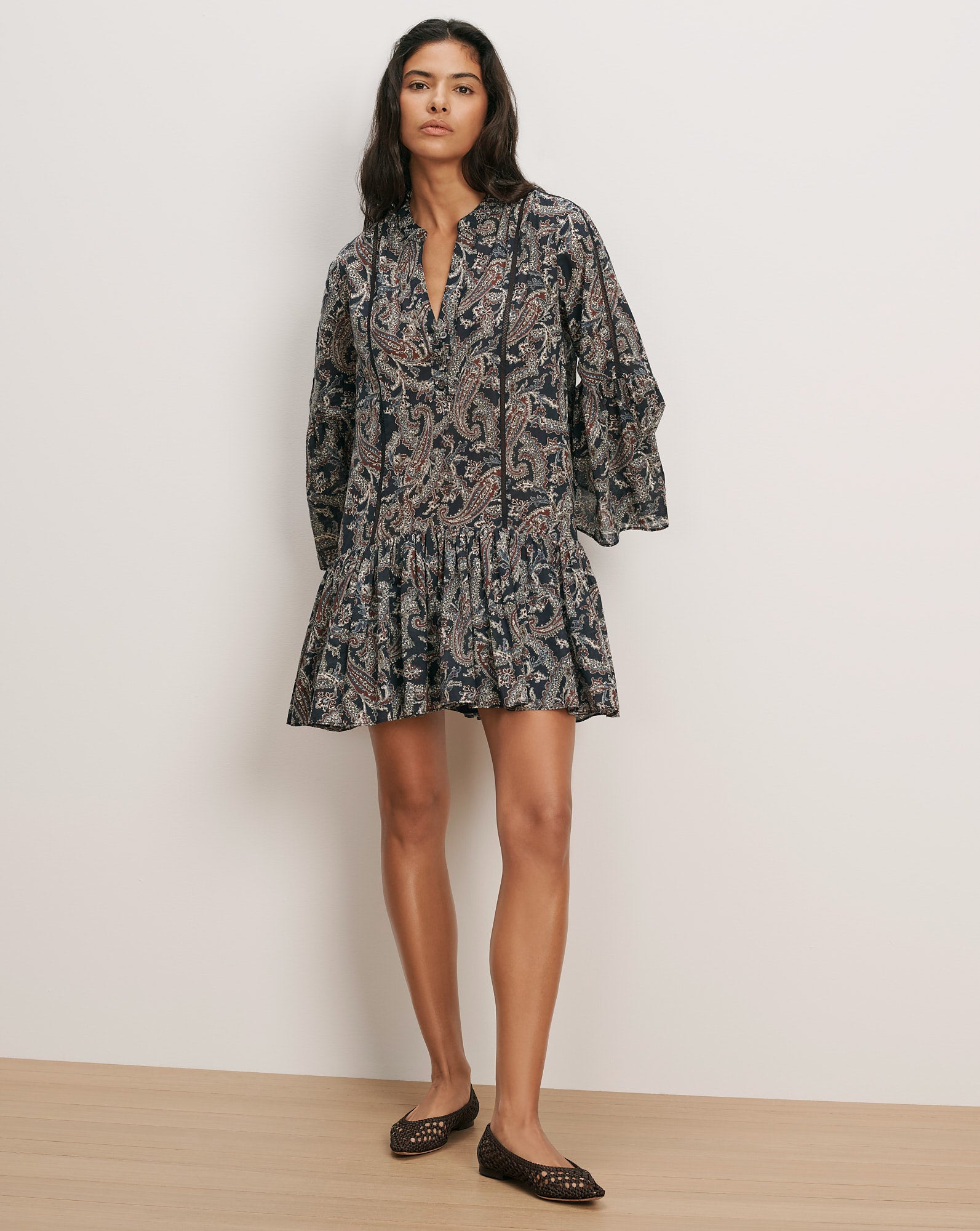 Veronica Beard Novessa Paisley Mini Dress | Navy Multi