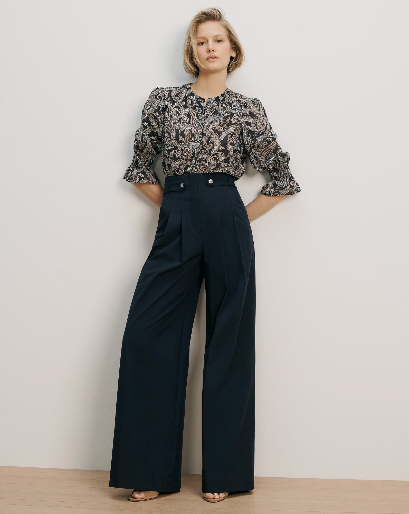 Veronica Beard 3/4 Ashlynn Blouse - Navy Multi