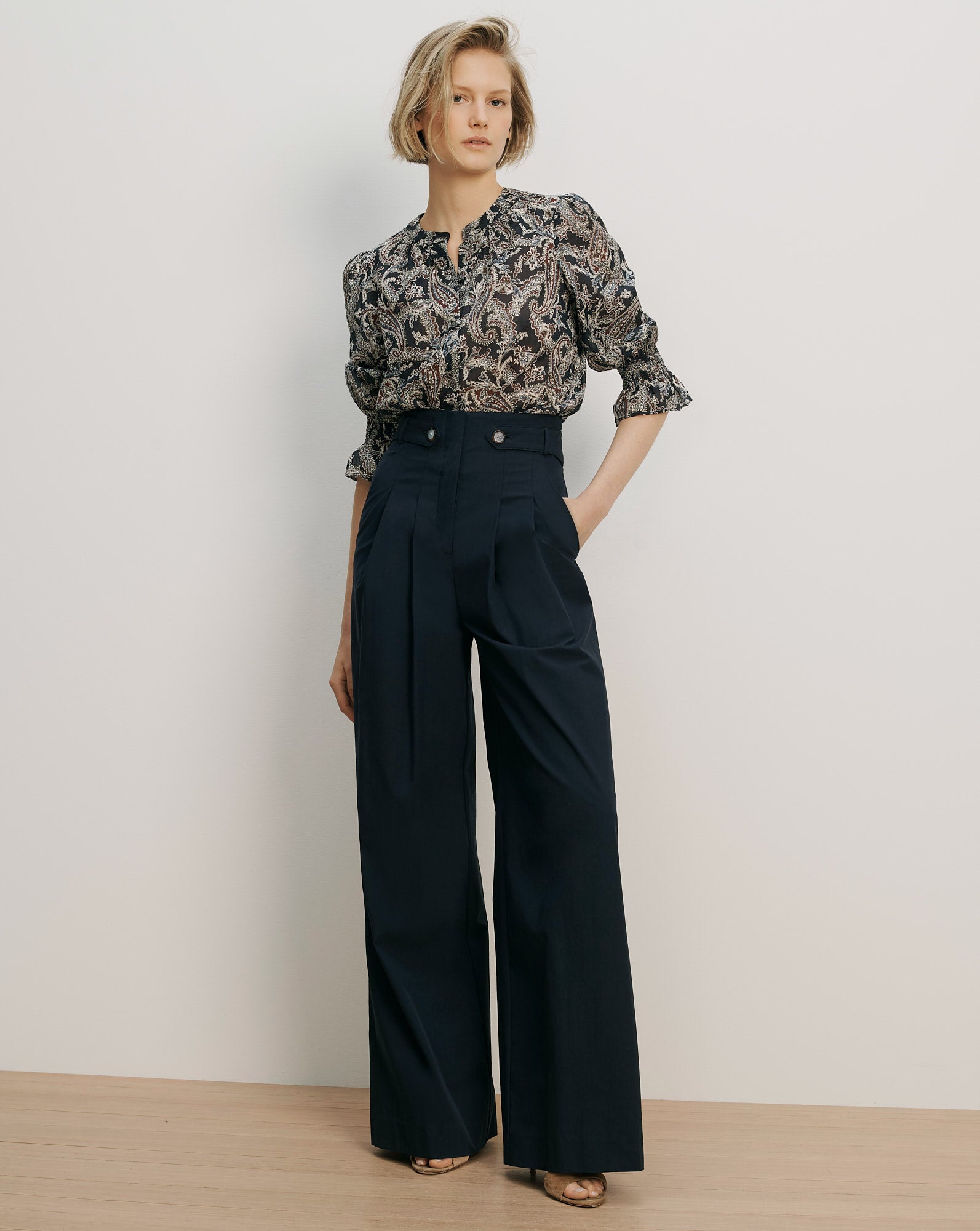 Ashlynn Paisley Blouse in Navy Multi | Veronica Beard