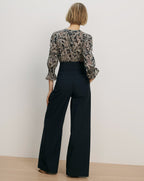 Veronica Beard Paisley print blouse with ruffled cuffs.