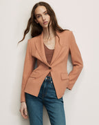 Veronica Beard Peach single-breasted blazer with notched lapels.