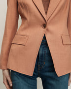 Veronica Beard Peach blazer jacket with notched lapels and flap pockets.