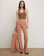 Veronica Beard Peach wide-leg pants with a matching blazer.