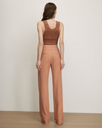 Veronica Beard Peach wide-leg pants with front pleats.