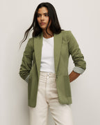 Veronica Beard Green jacket with striped cuff lining