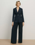 Veronica Beard Navy wide-leg pants.