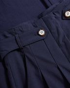 Veronica Beard Navy pleated pants with buttoned belt loops.